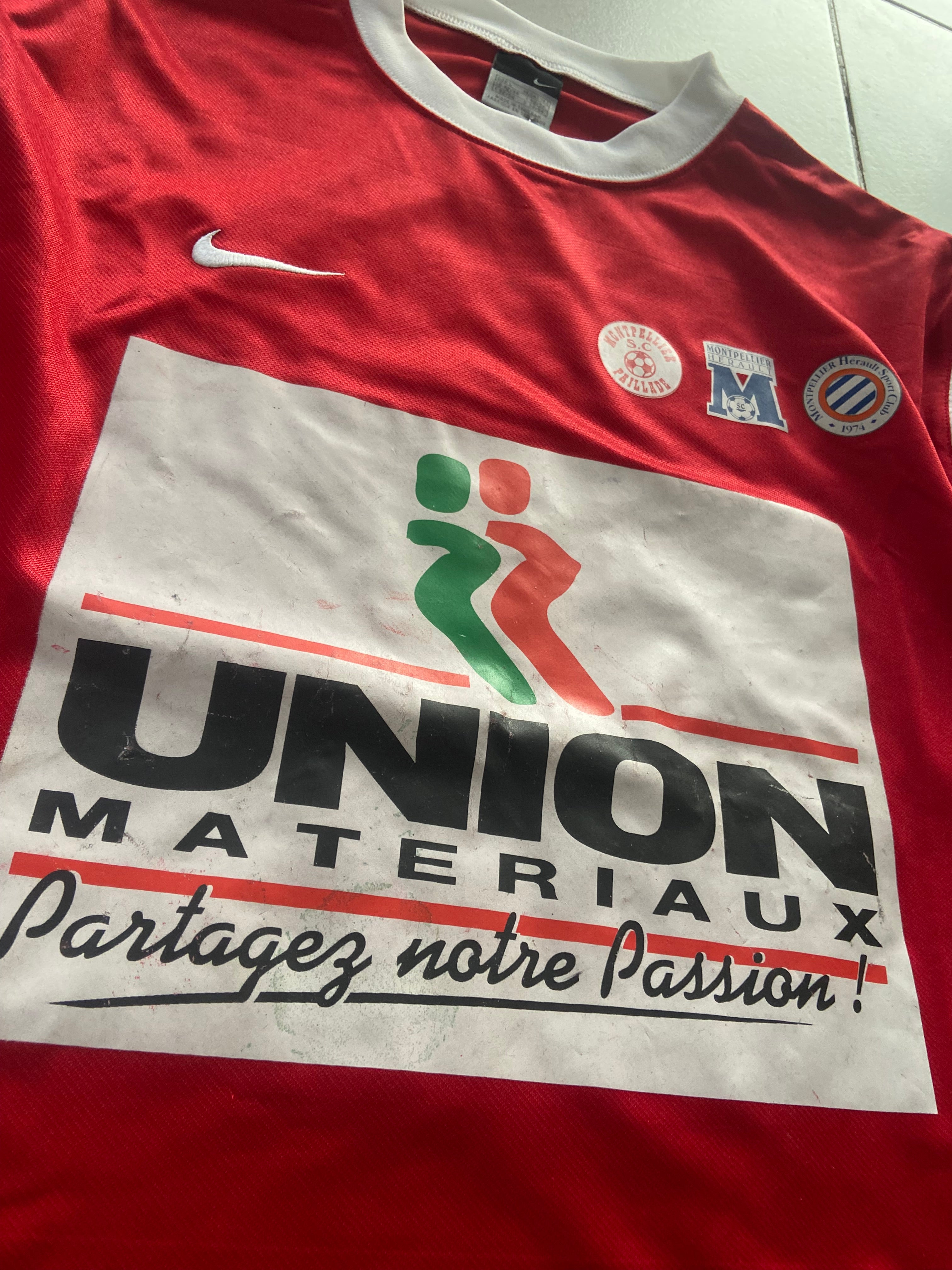 Maillot de foot NIKE de l’équipe de MONTPELLIER MHSC (porté N.3 BERTRAND) 30ans du club saison 2003-04