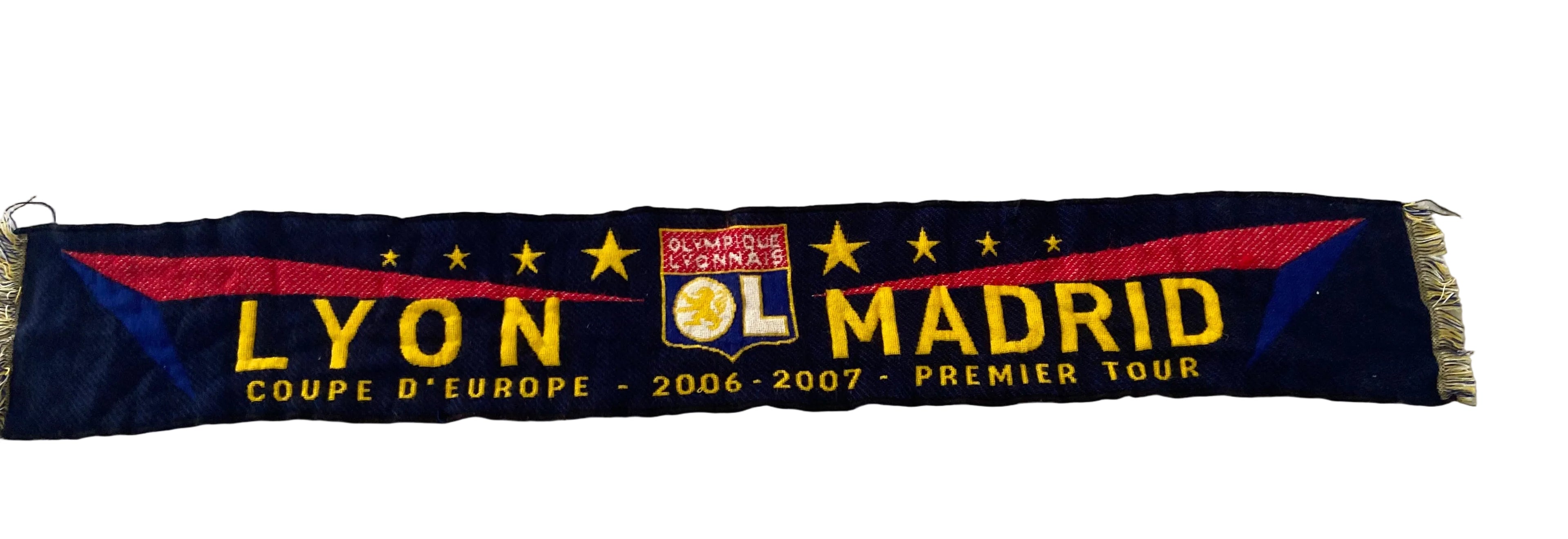 Echarpe de foot de LYON Ligue des Champions contre le RÉAL de MADRID 2006-07 Scarf Supporter
