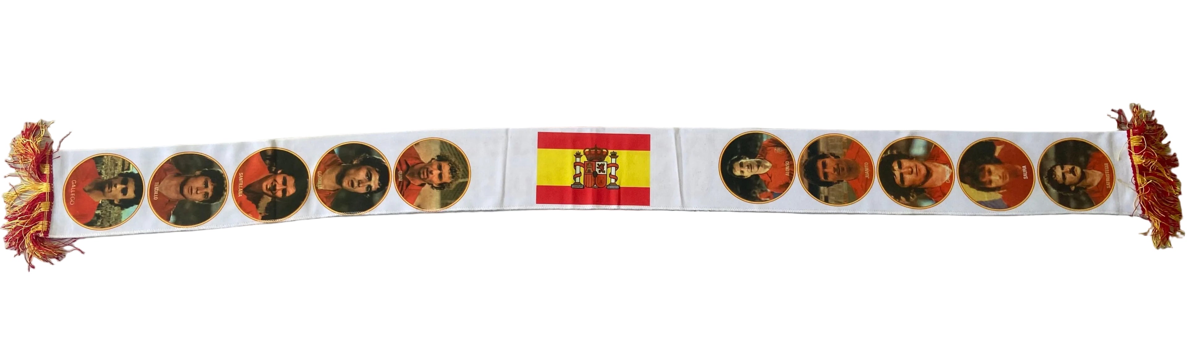 Écharpe de foot -Equipe nationale d’Espagne - Photos joueurs- Coupe du Monde 1982- vintage COLLECTOR