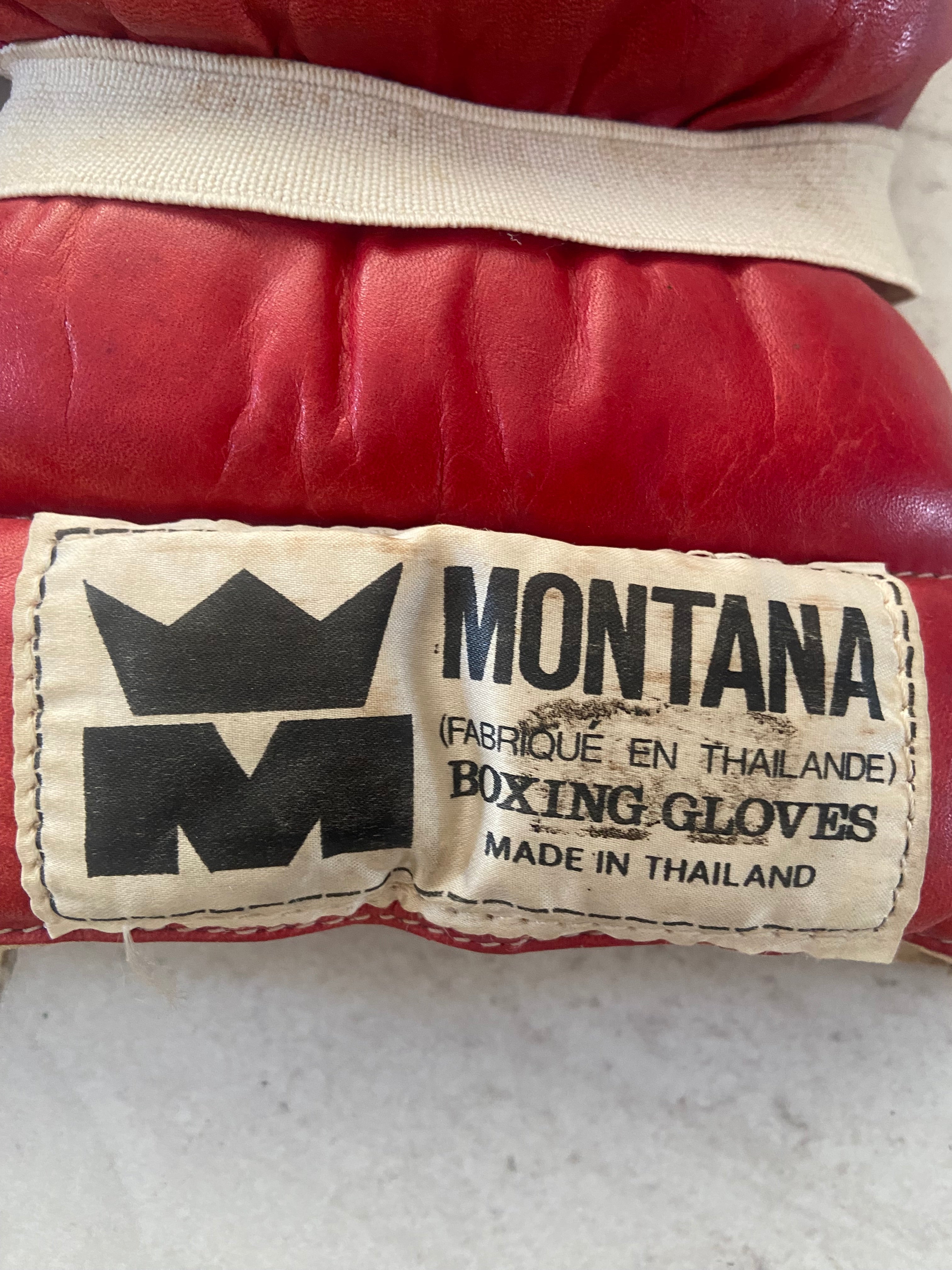 Paire de gants de boxe MONTANA Vintage - Cuir Rouge Patiné - Collection Ring- COLLECTOR