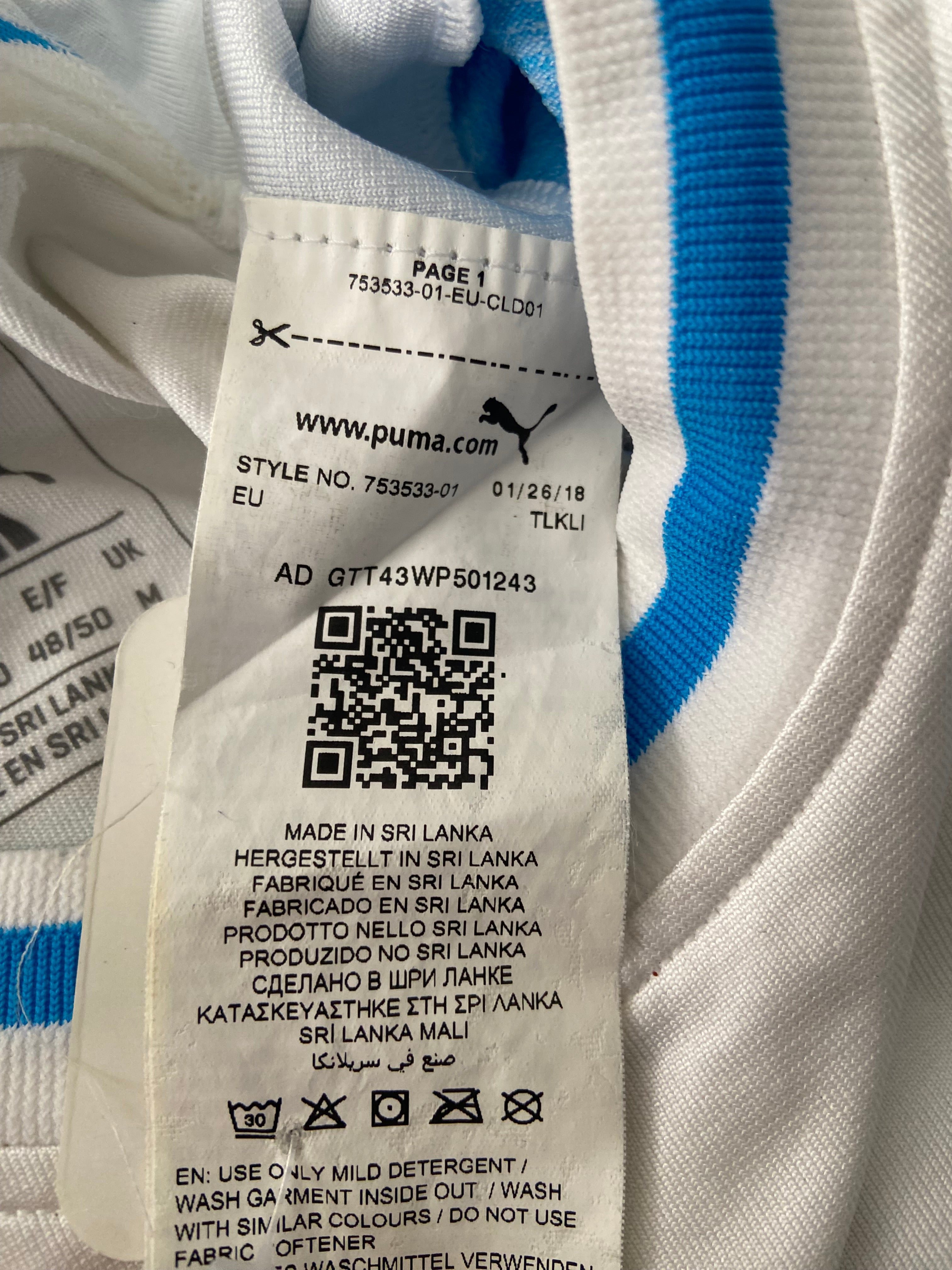 Maillot de foot PUMA de l’OM MARSEILLE (porté N.14 CLINTON NJIE) saison 2018-19