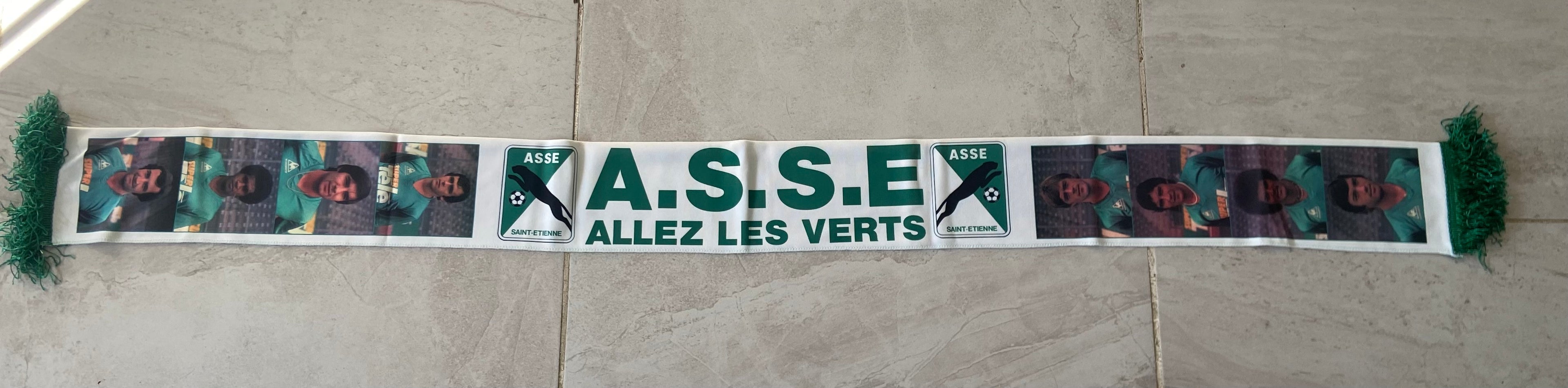 Echarpe de foot Vintage AS Saint-Étienne - ASSE - Années 80 - La Panthère Noire (Neuve Deadstock)