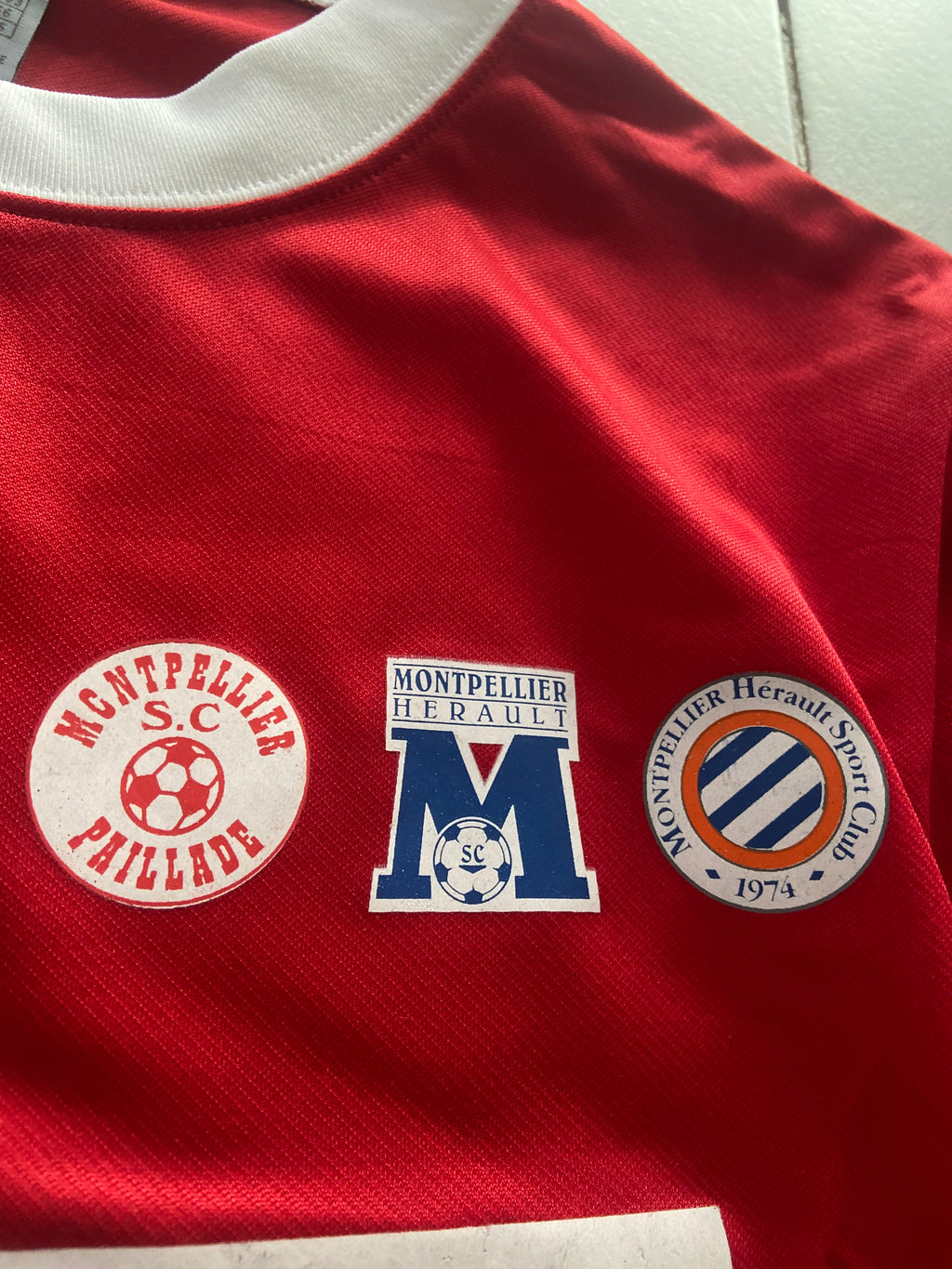 Maillot de foot NIKE de l’équipe de MONTPELLIER MHSC (porté N.3 BERTRAND) 30ans du club saison 2003-04