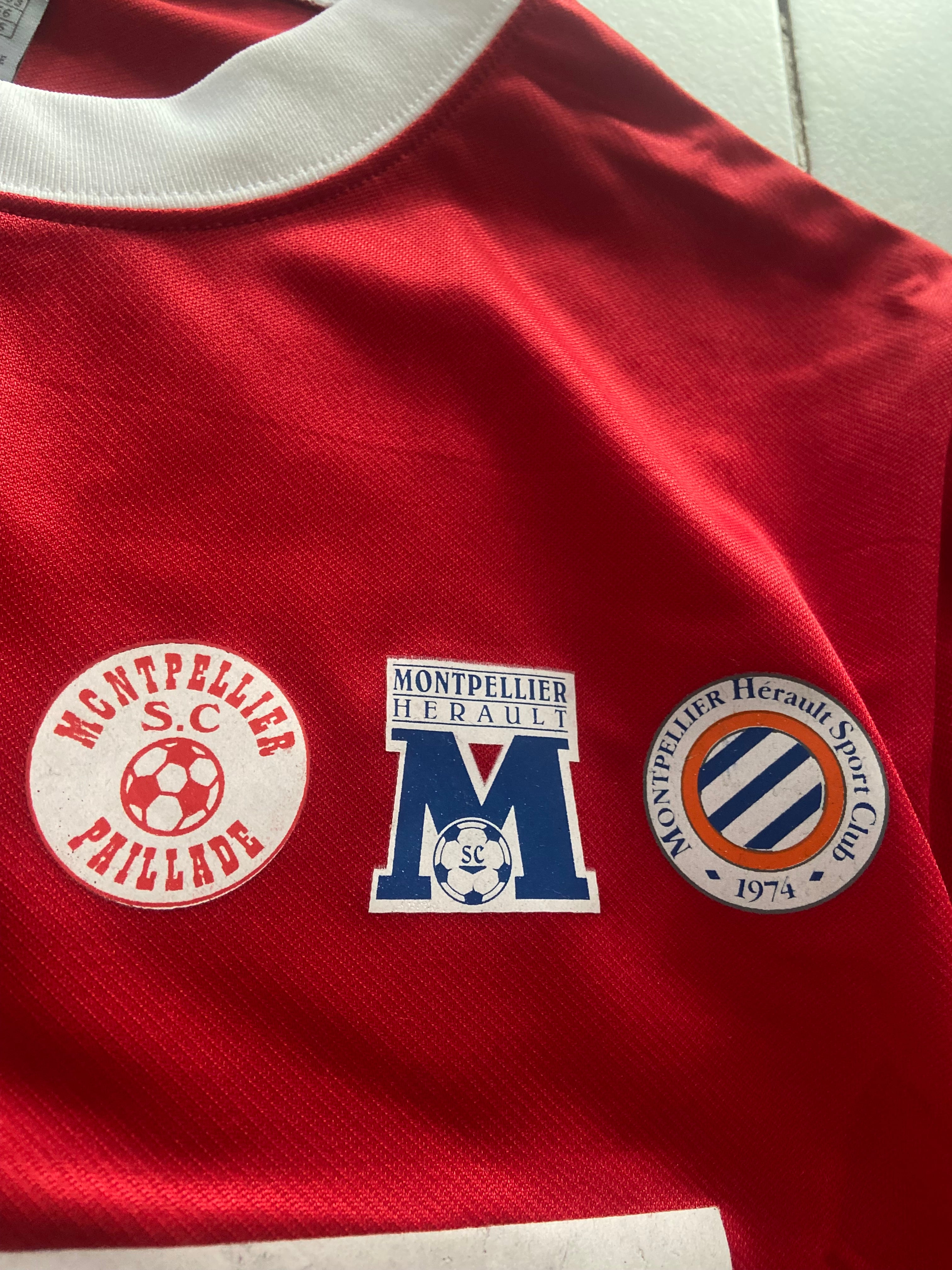 Maillot de foot NIKE de l’équipe de MONTPELLIER MHSC (porté N.3 BERTRAND) 30ans du club saison 2003-04