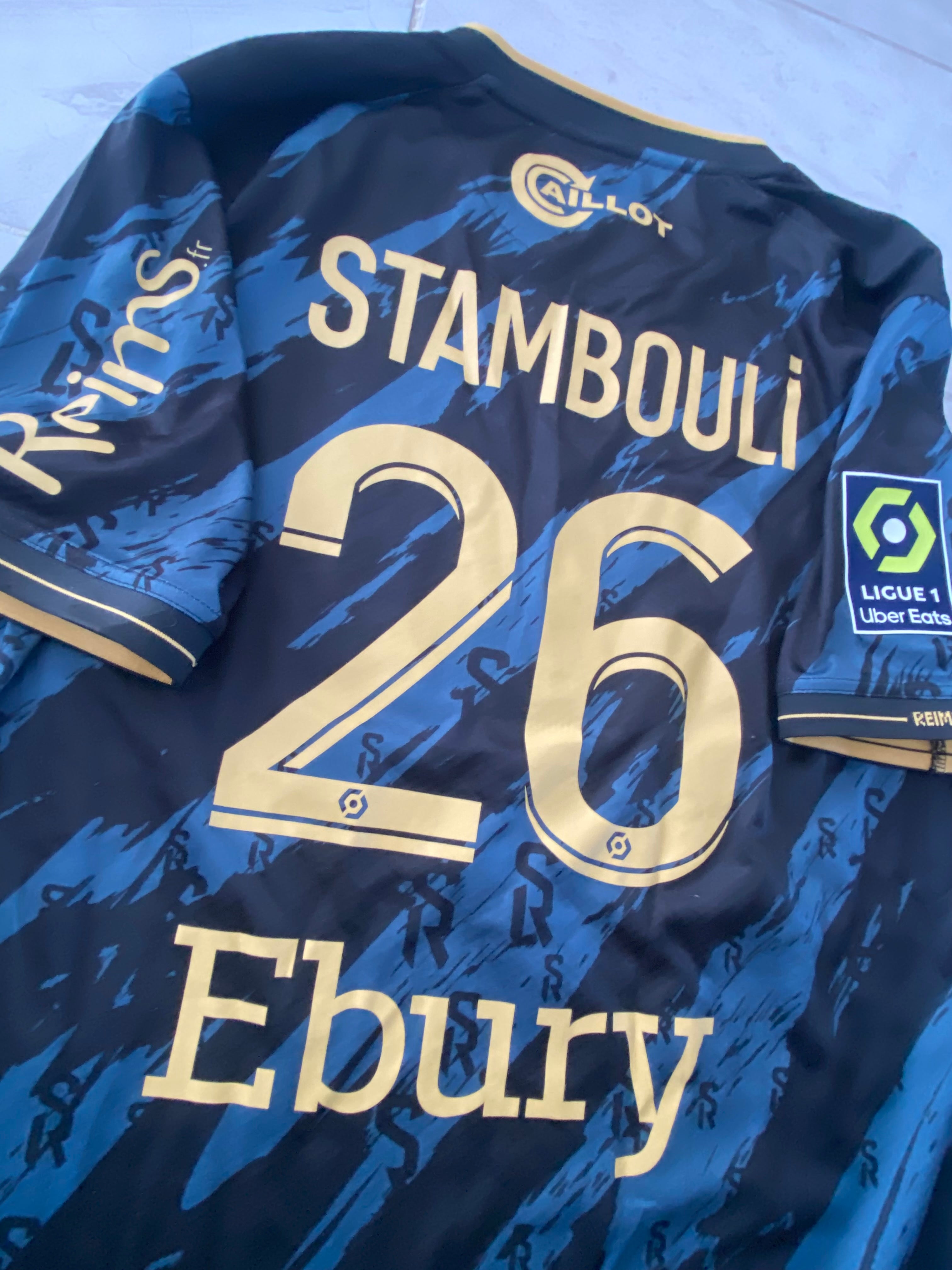 Maillot de foot UMBRO du STADE de REIMS (porté du N.26 STAMBOULI) saison 2023-24