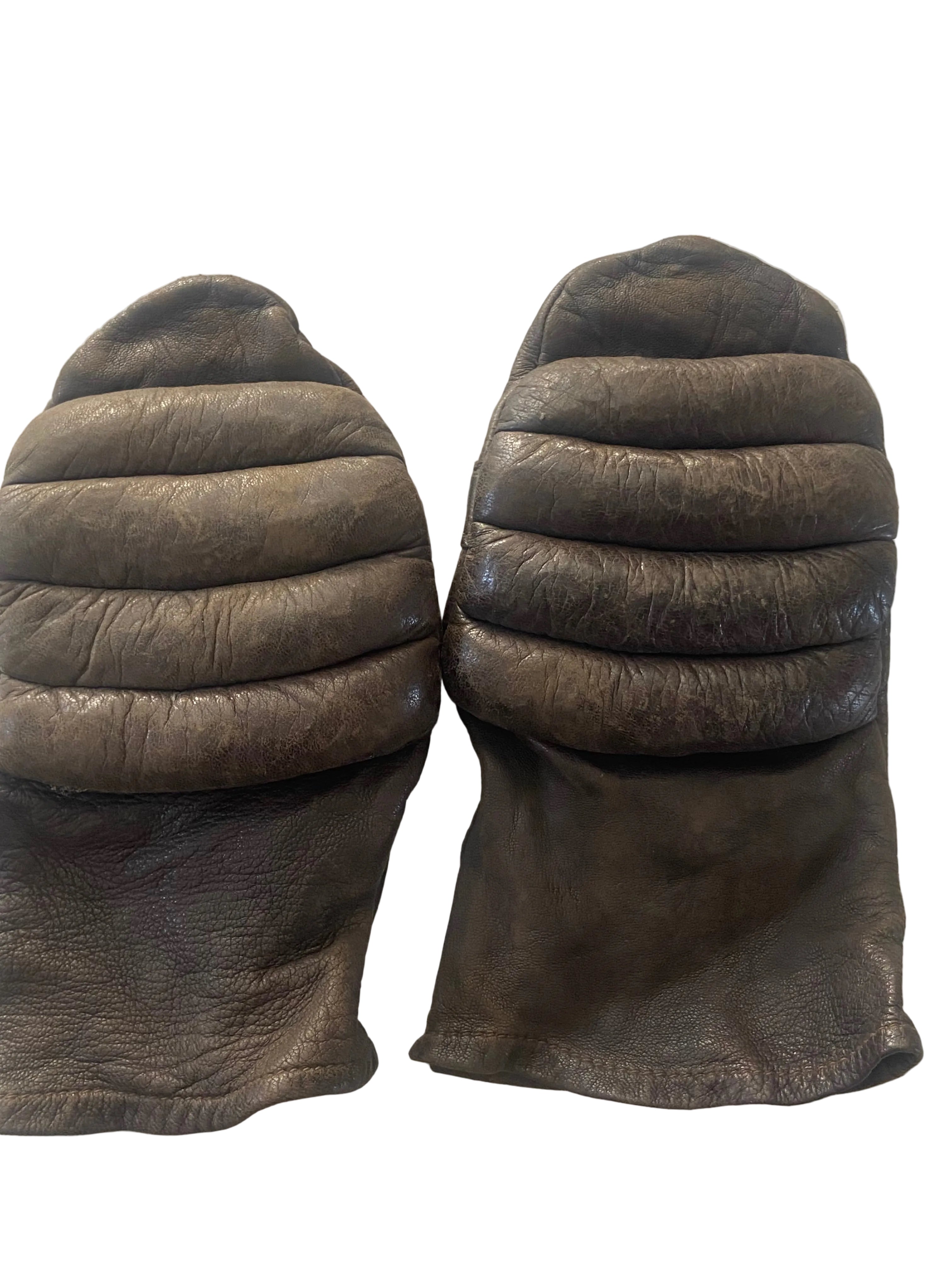 Paire de Mitaines de Sac "Heritage" - Cuir Brun Vieilli - Design Multi-Bourrelets- COLLECTOR