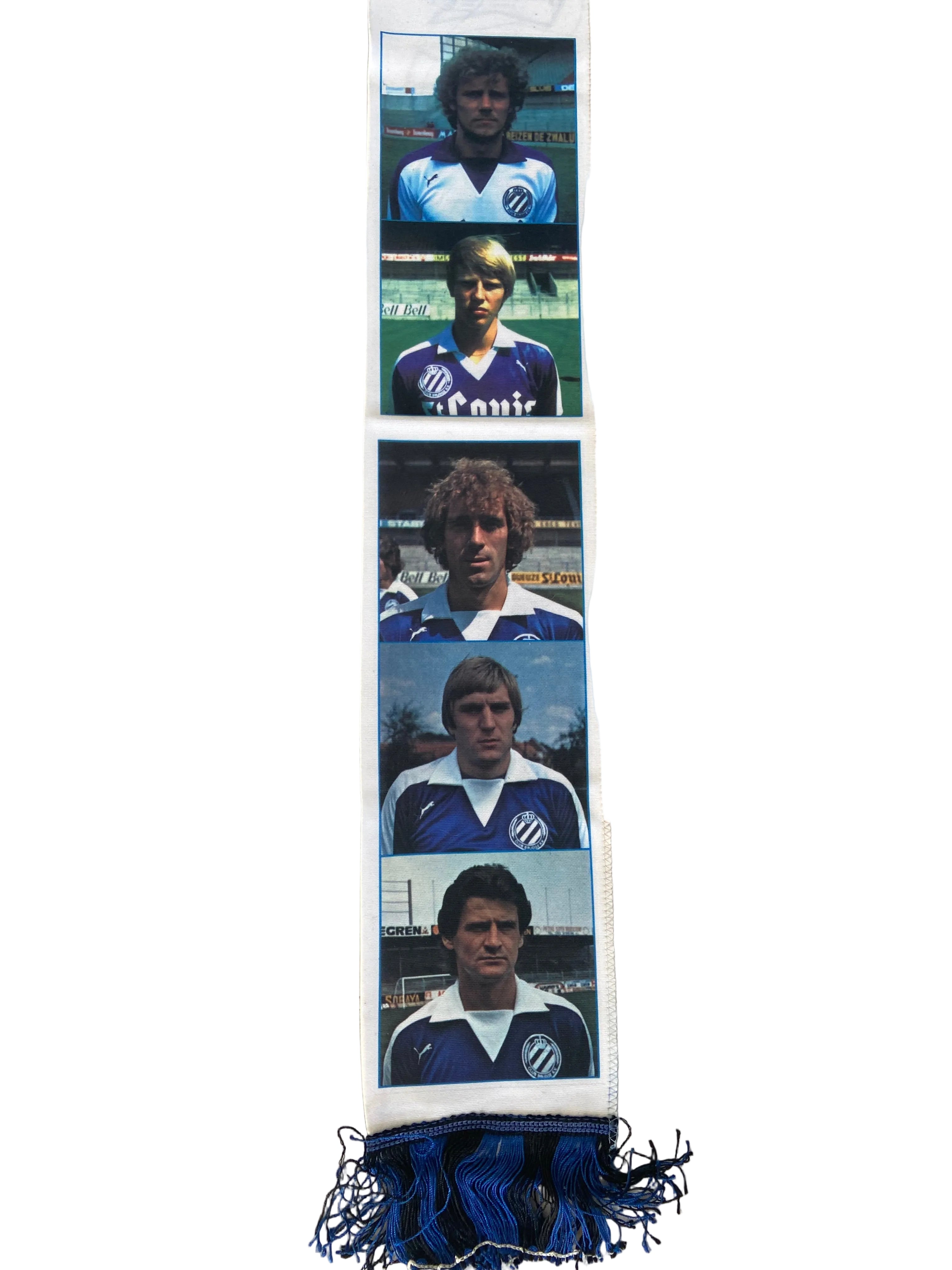 Écharpe de foot Vintage Club Brugge K.V. - Années 80 - Édition "Gallery" (neuve sous blister-Deadstock)