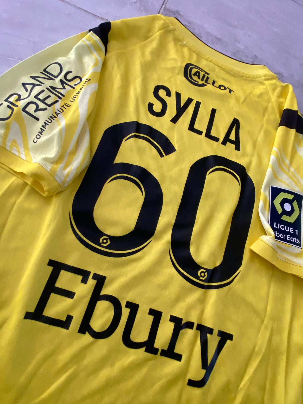 Maillot de foot UMBRO du STADE de REIMS (porté N.60 SYLLA) saison 2023-24