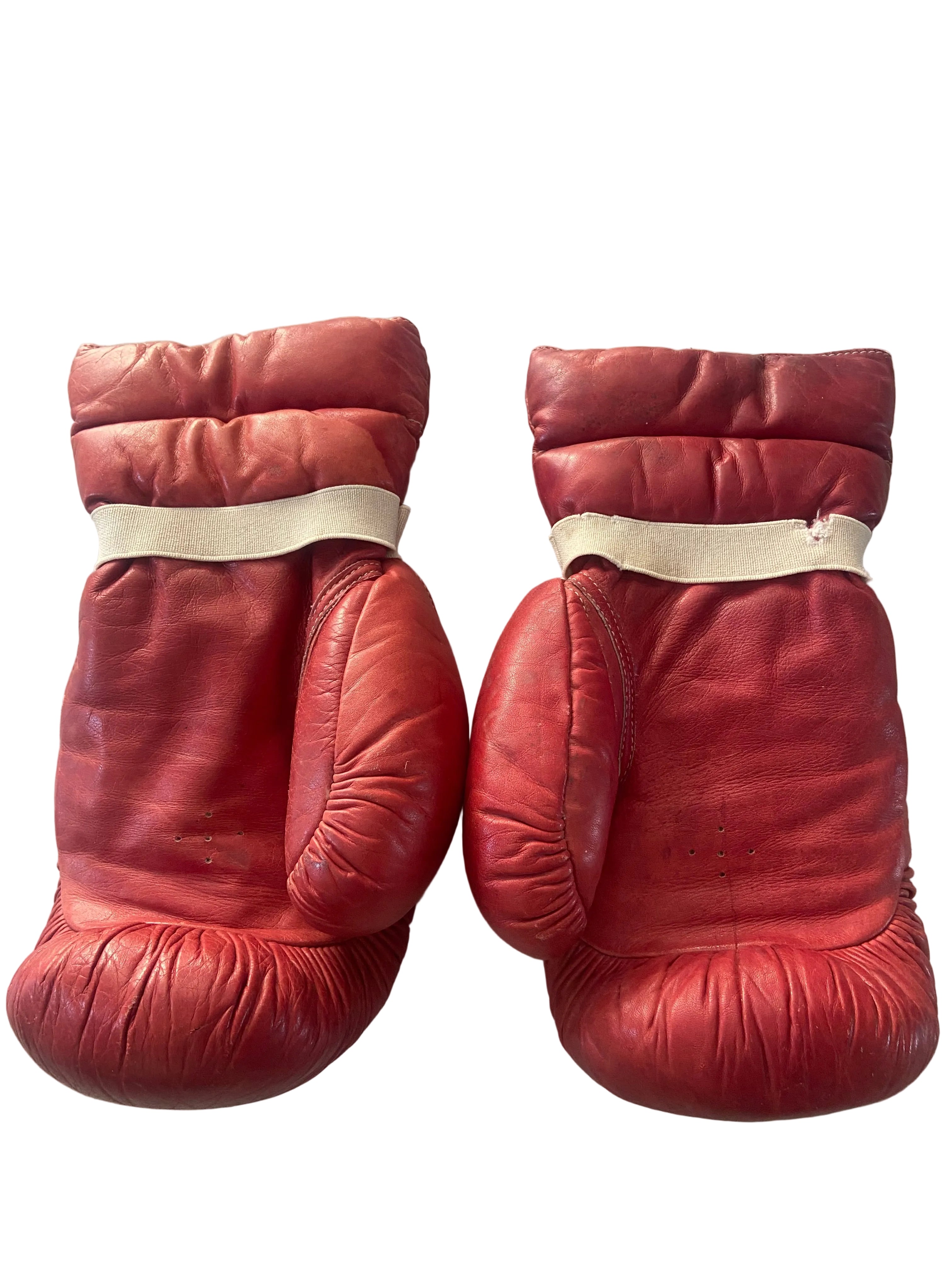 Paire de gants de boxe MONTANA Vintage - Cuir Rouge Patiné - Collection Ring- COLLECTOR
