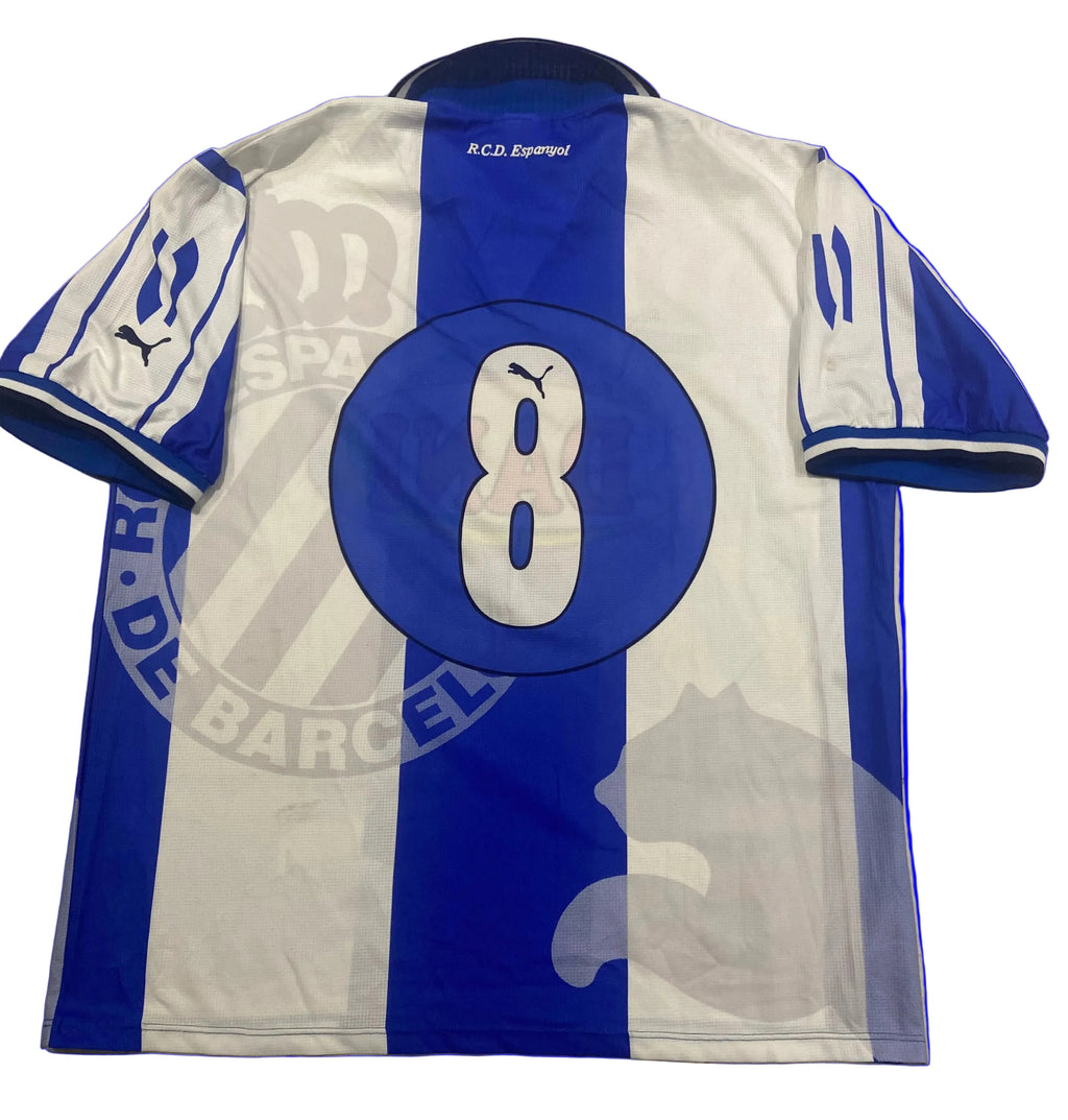 Maillot de foot du RCD Espanyol de Barcelone (porté N.8 CEMBRANOS) saison 1997-98