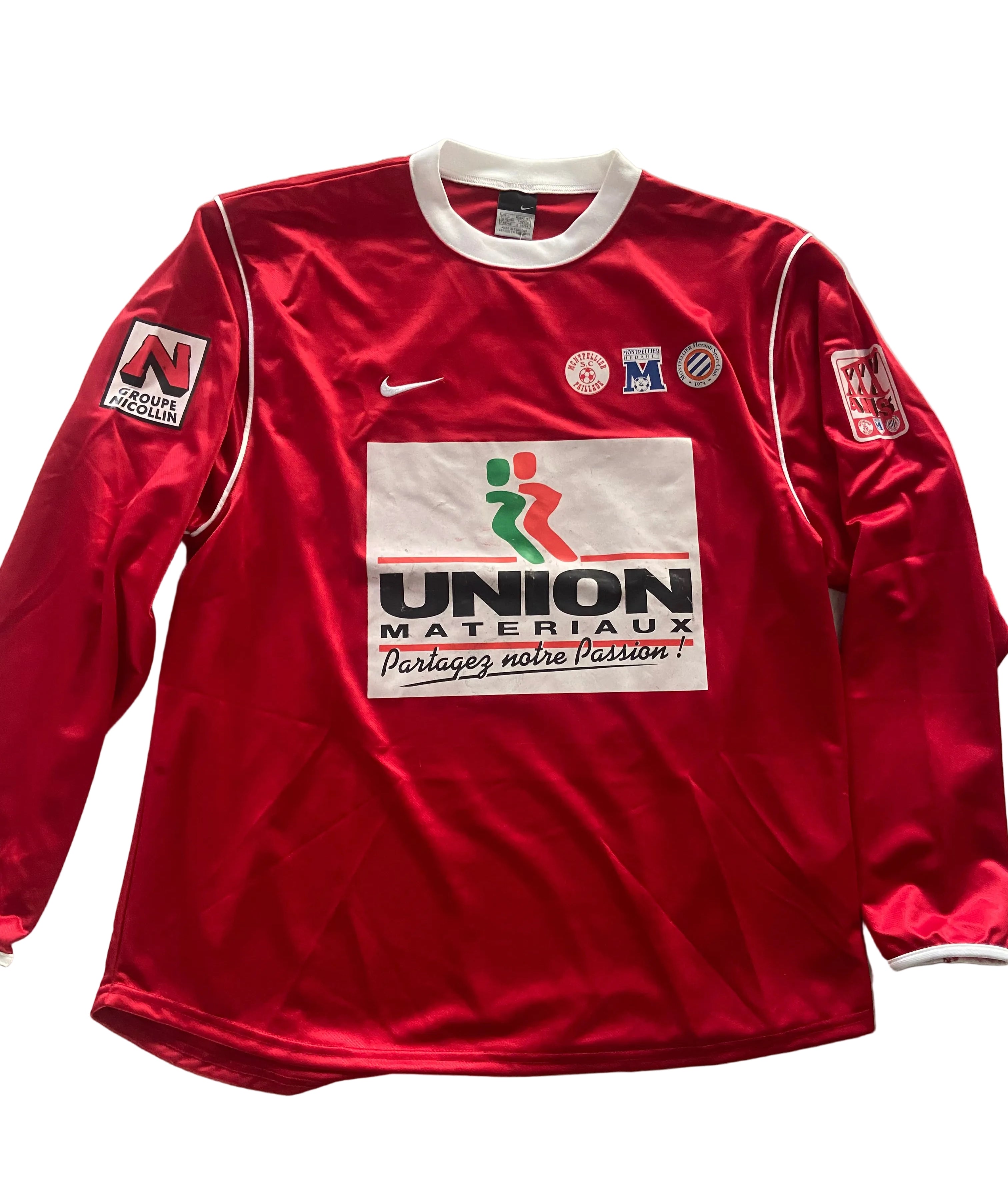 Maillot de foot NIKE de l’équipe de MONTPELLIER MHSC (porté N.3 BERTRAND) 30ans du club saison 2003-04