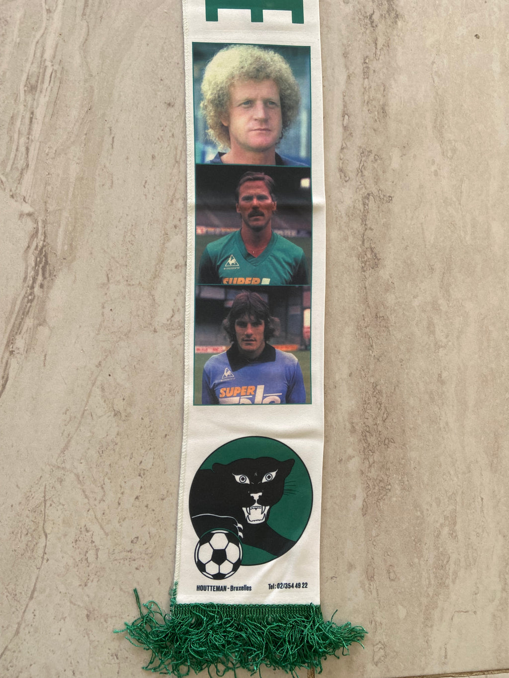 Echarpe de foot Vintage AS Saint-Étienne - ASSE - Années 80 - La Panthère Noire (Neuve Deadstock)