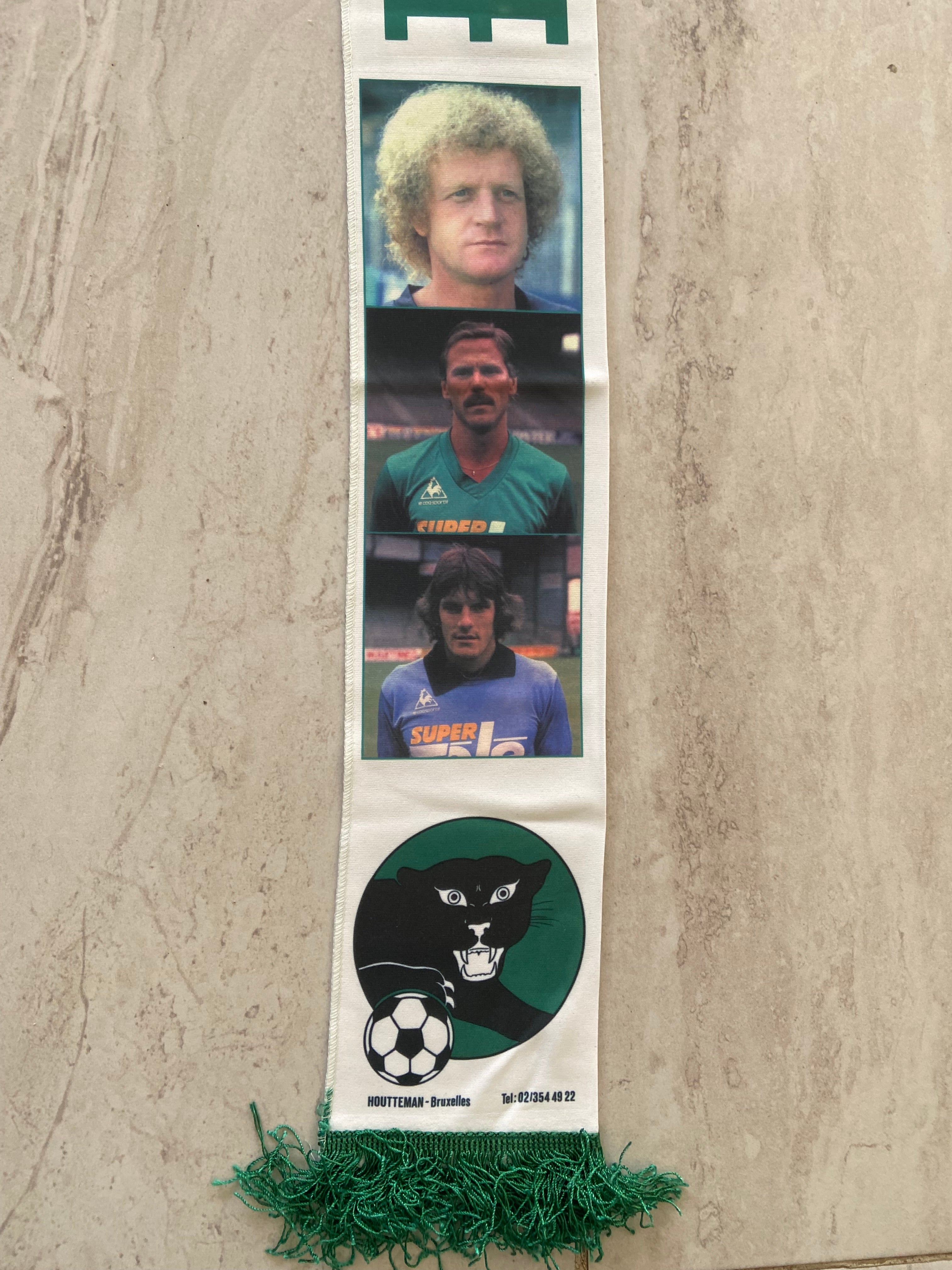 Echarpe de foot Vintage AS Saint-Étienne - ASSE - Années 80 - La Panthère Noire (Neuve Deadstock)