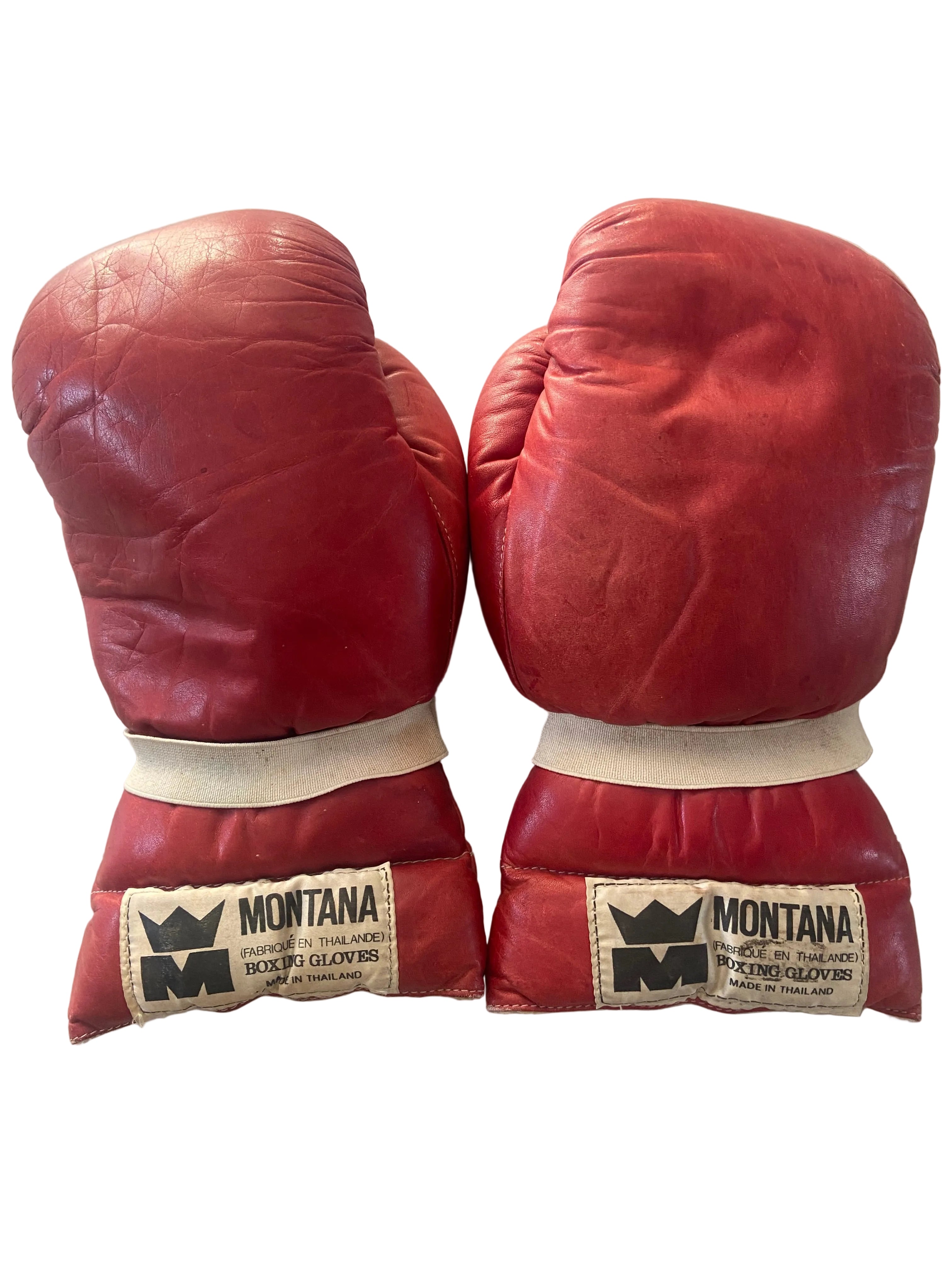 Paire de gants de boxe MONTANA Vintage - Cuir Rouge Patiné - Collection Ring- COLLECTOR