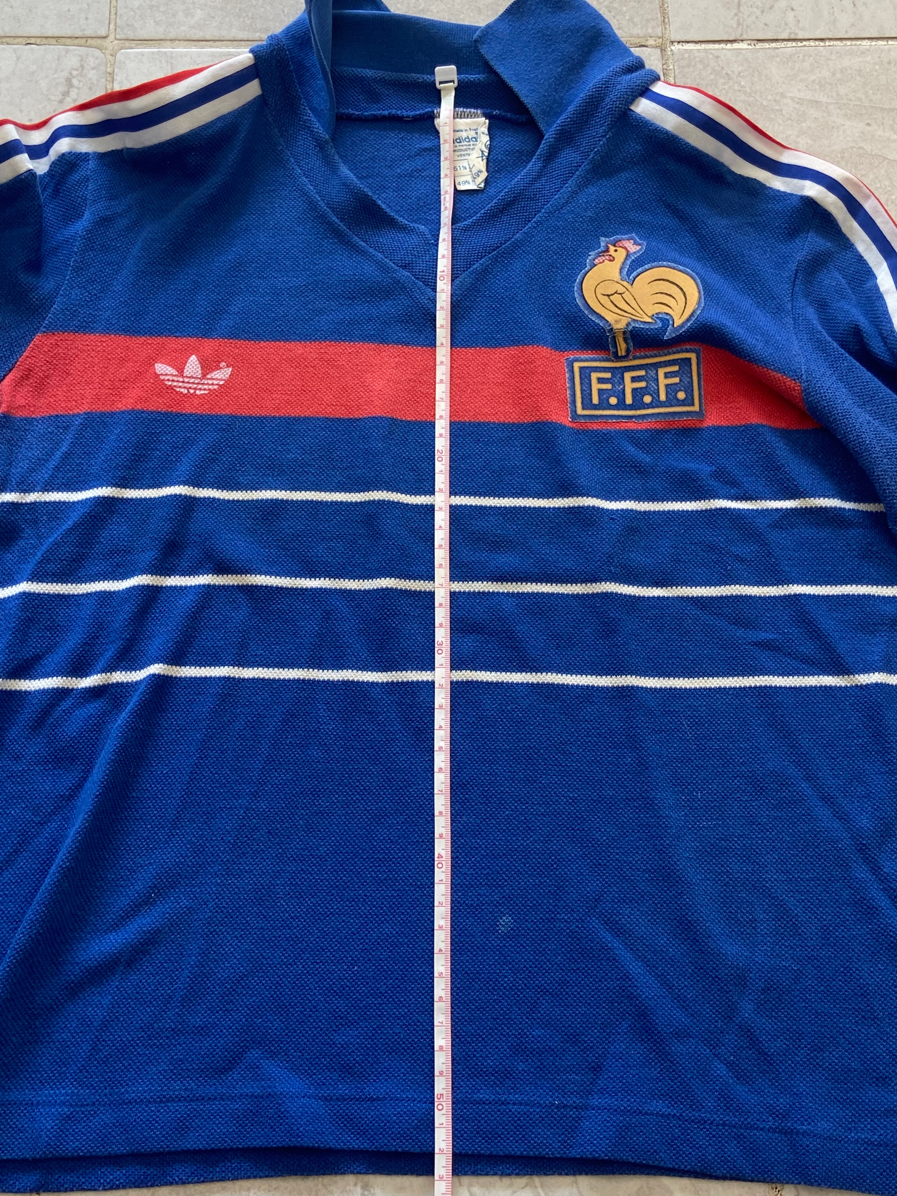 Maillot de foot ADIDAS de L’équipe de FRANCE 1984 (N.10 PLATINI)