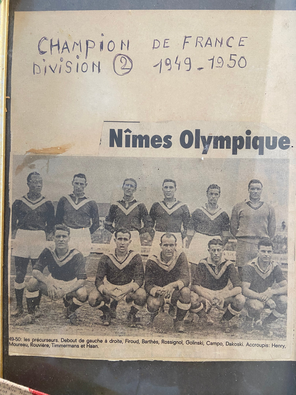 Pack Archives Historique Nîmes Olympique – Journaux "Aller Nîmes" 1951 & Photo Champion Division 2 1950 Collector