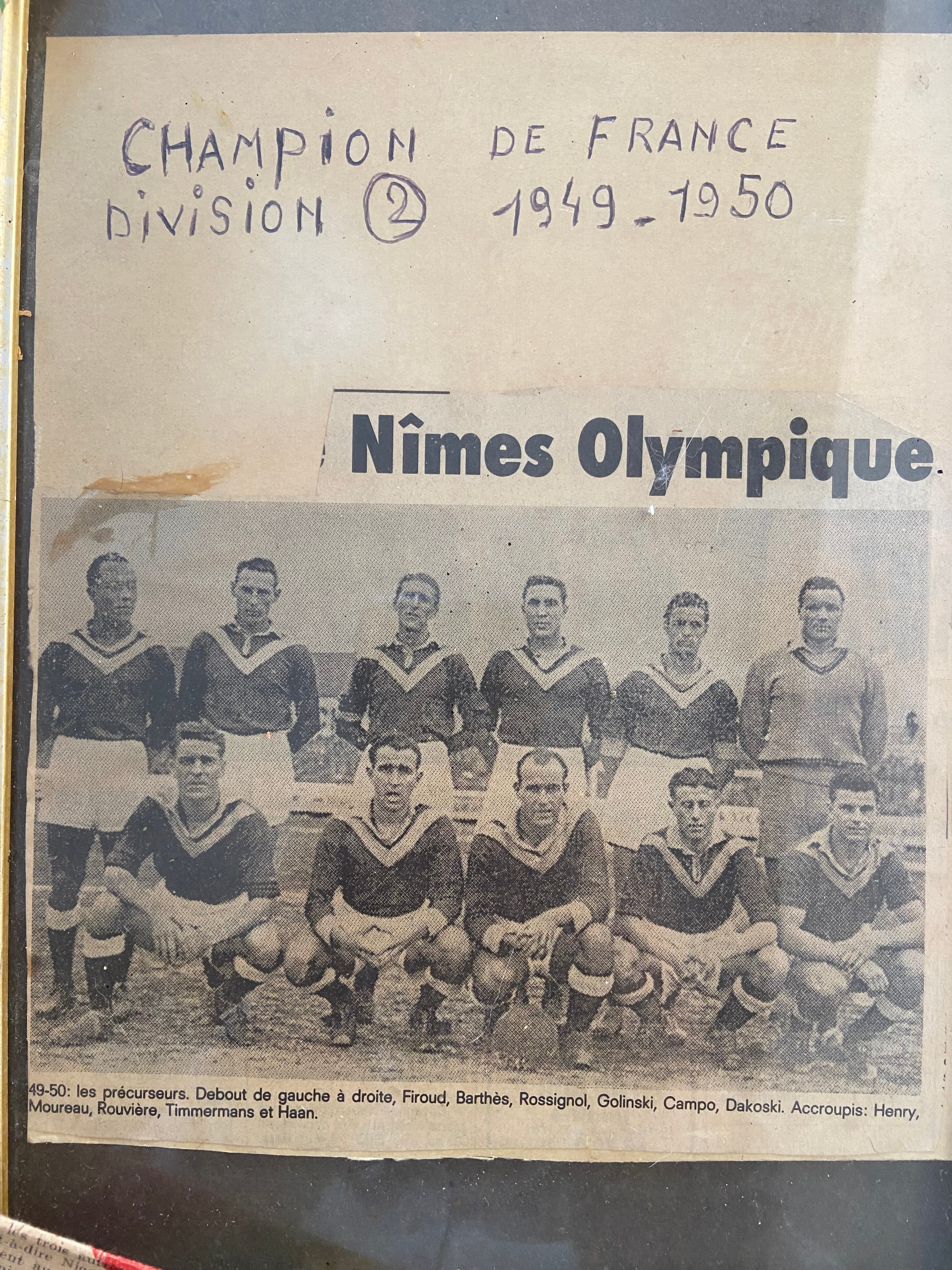 Pack Archives Historique Nîmes Olympique – Journaux "Aller Nîmes" 1951 & Photo Champion Division 2 1950 Collector