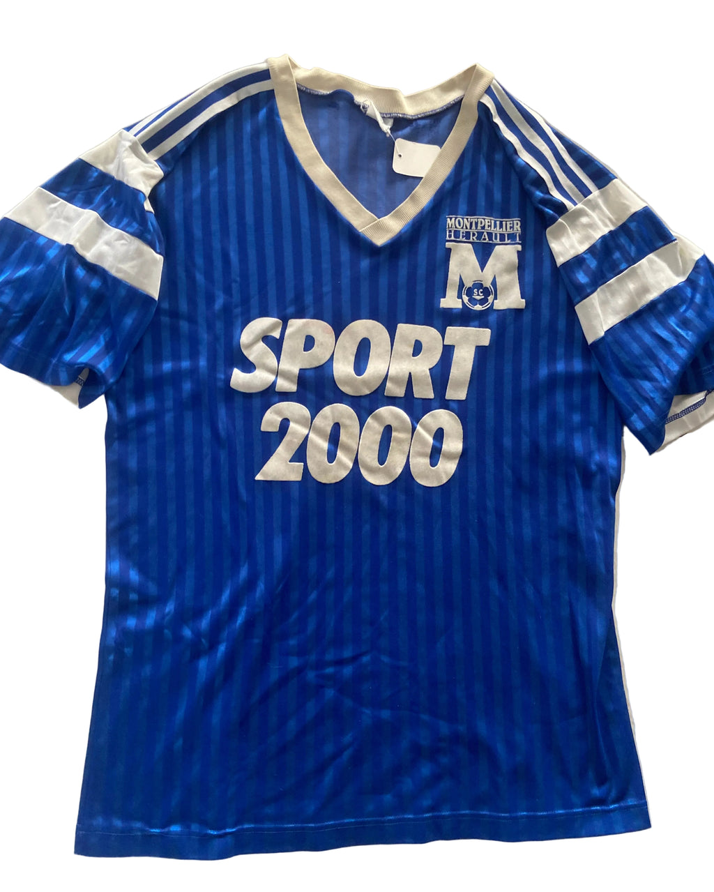 Maillot de foot ADIDAS échauffement training de MONTPELLIER MHSC (porté N.9 XUEREB) saison 1989-90