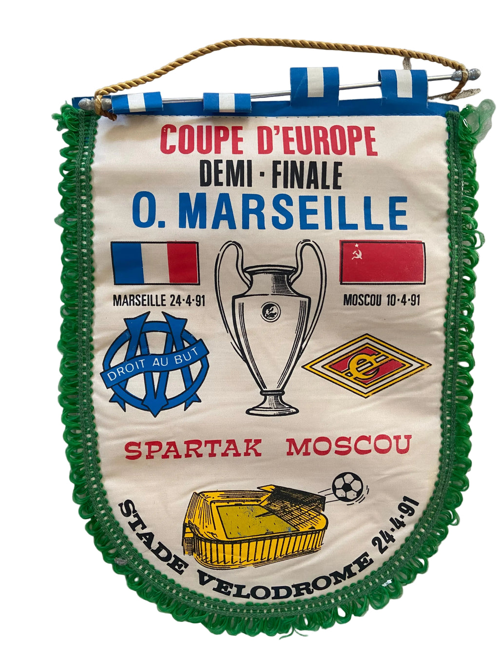Fanion officiel de foot - Demi-finale 1991 – OM vs Spartak Moscou - Collector