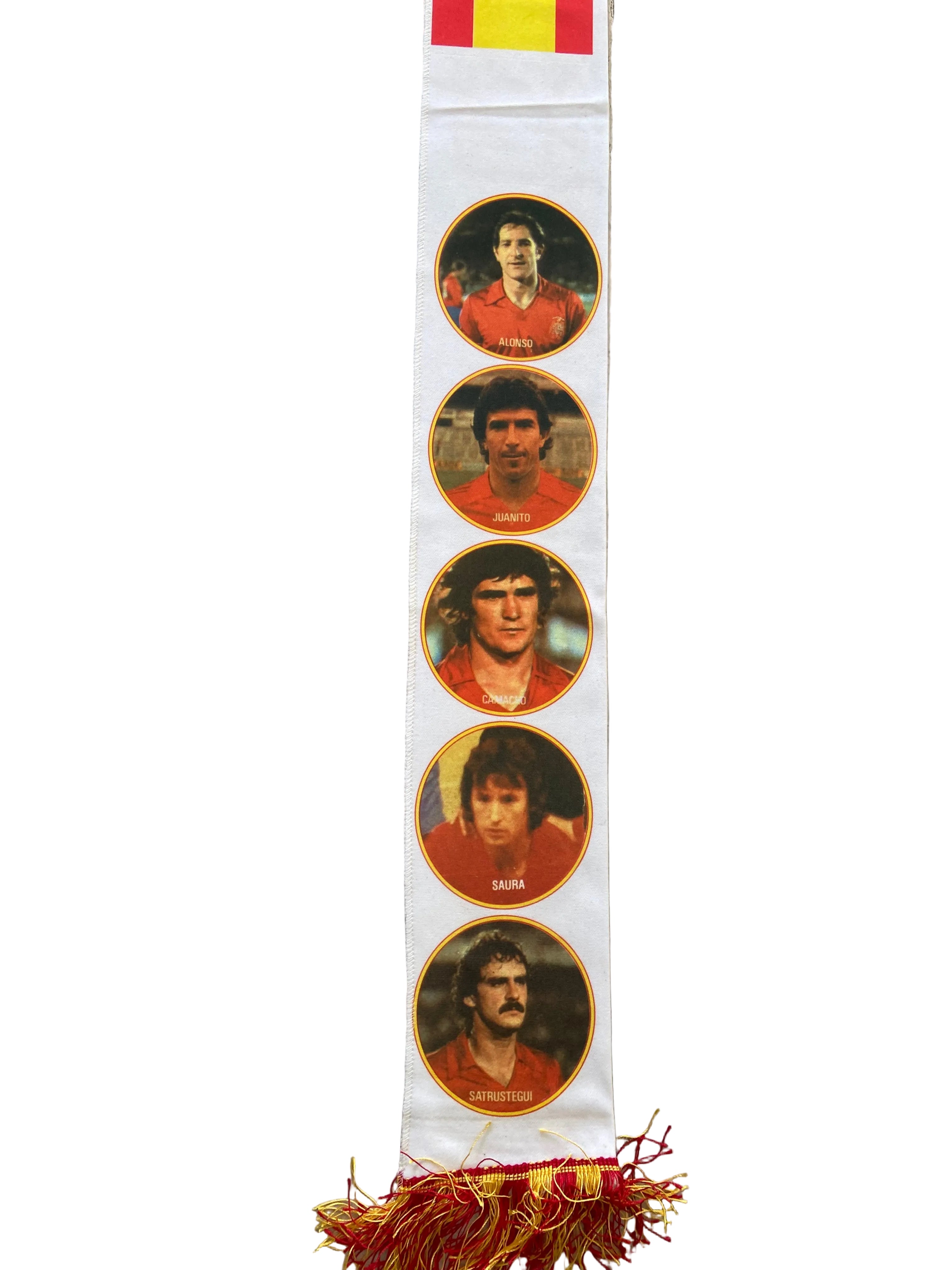 Écharpe de foot -Equipe nationale d’Espagne - Photos joueurs- Coupe du Monde 1982- vintage COLLECTOR