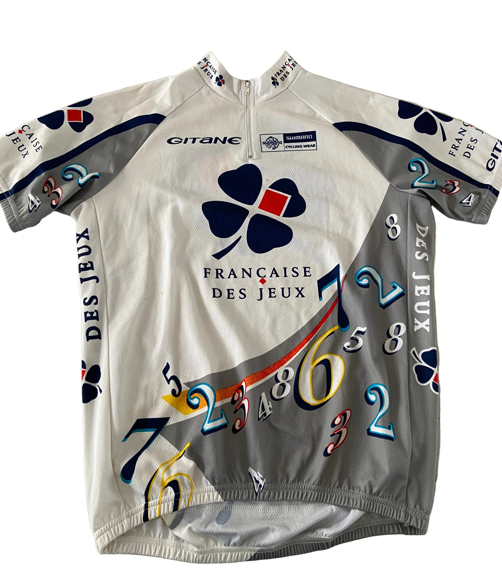 Maillot de cyclisme SHIMANO de l’équipe Française des Jeux (GUESDON-REBELLIN-SCANDRI) année 1997-98