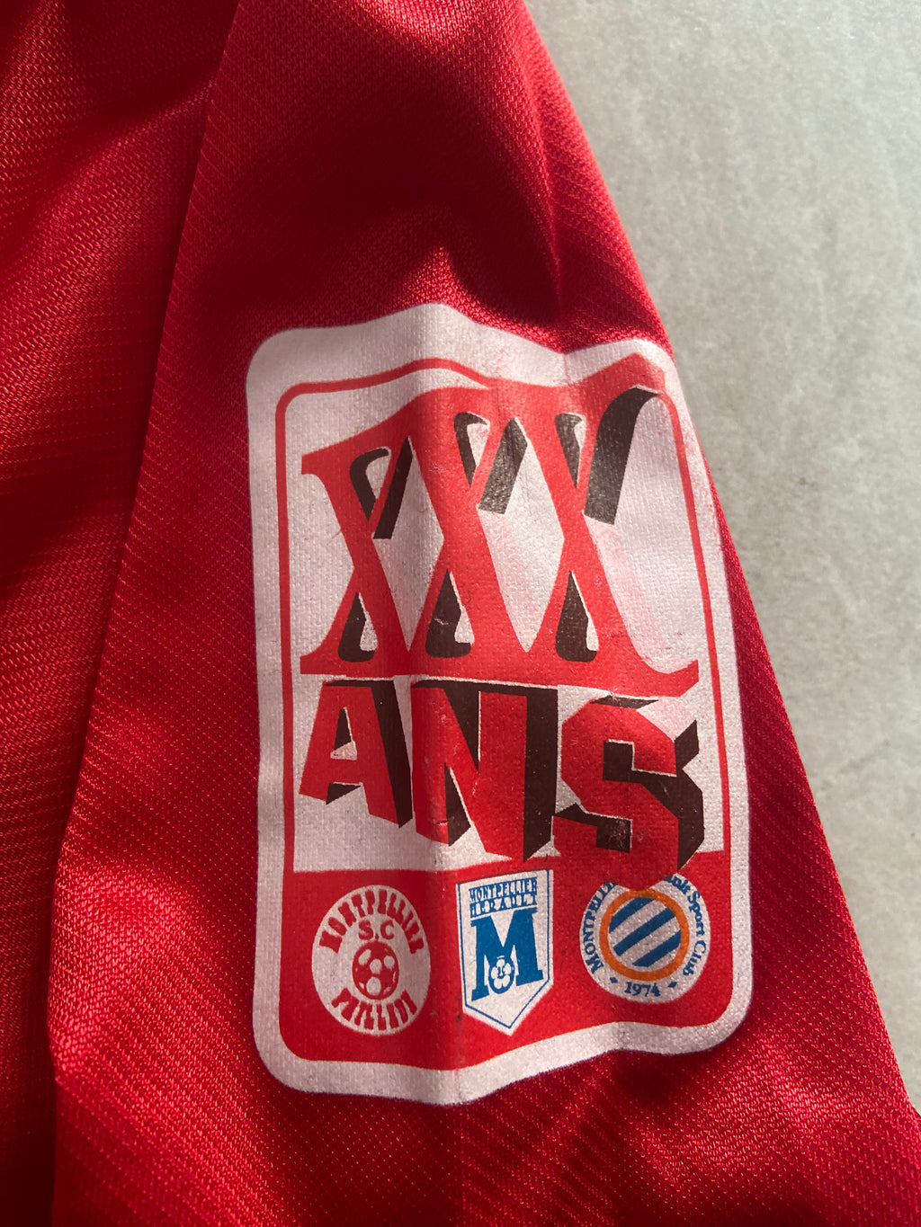 Maillot de foot NIKE de l’équipe de MONTPELLIER MHSC (porté N.3 BERTRAND) 30ans du club saison 2003-04
