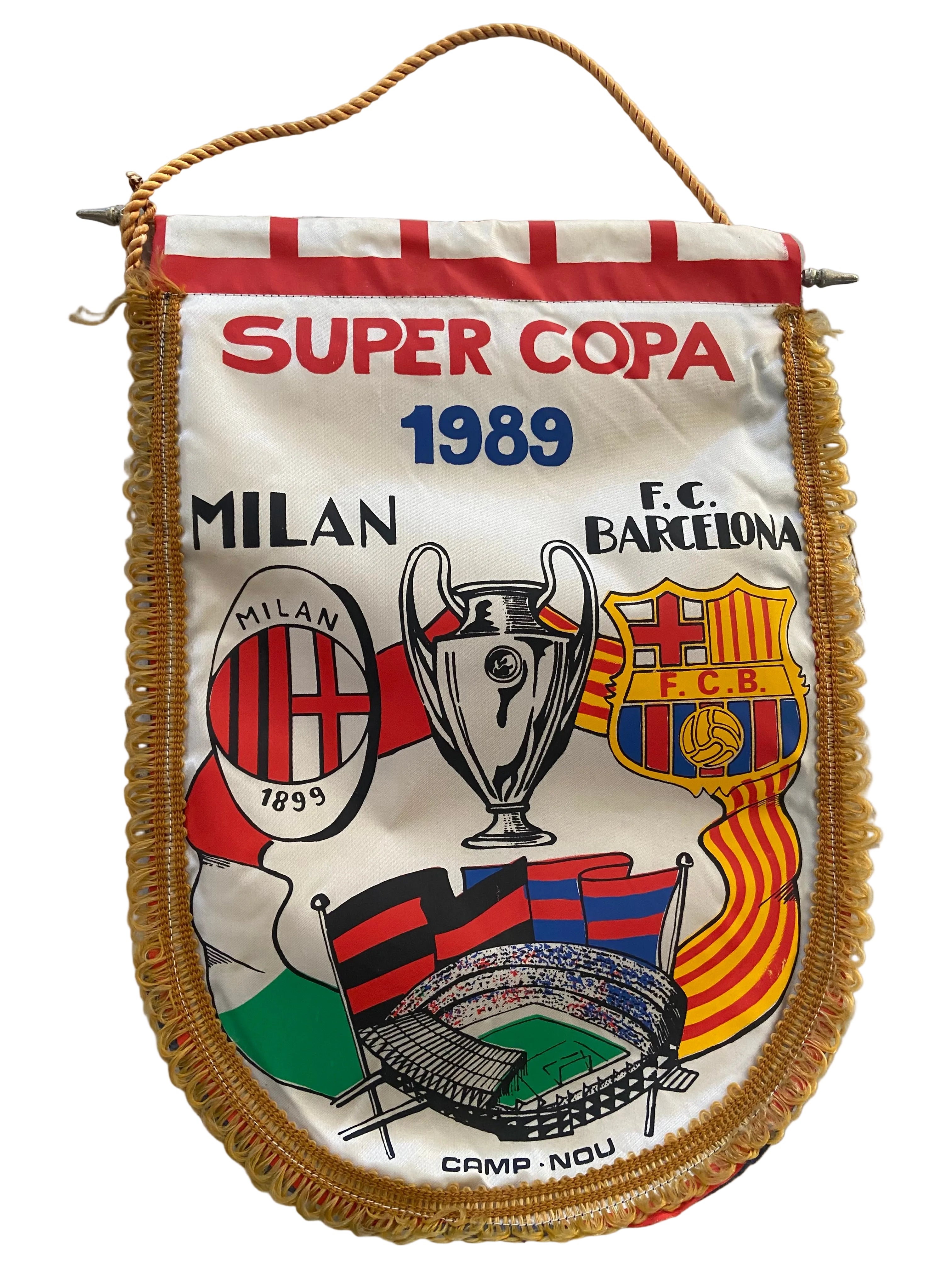 Fanion officiel de foot -Super Coupe d'Europe 1989 – AC Milan vs FC Barcelone Collector