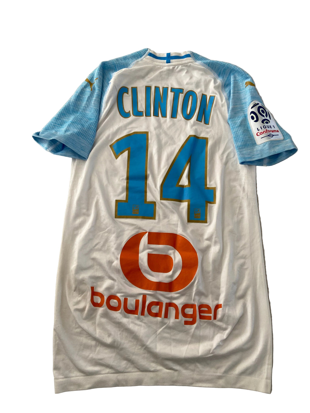 Maillot de foot PUMA de l’OM MARSEILLE (porté N.14 CLINTON NJIE) saison 2018-19