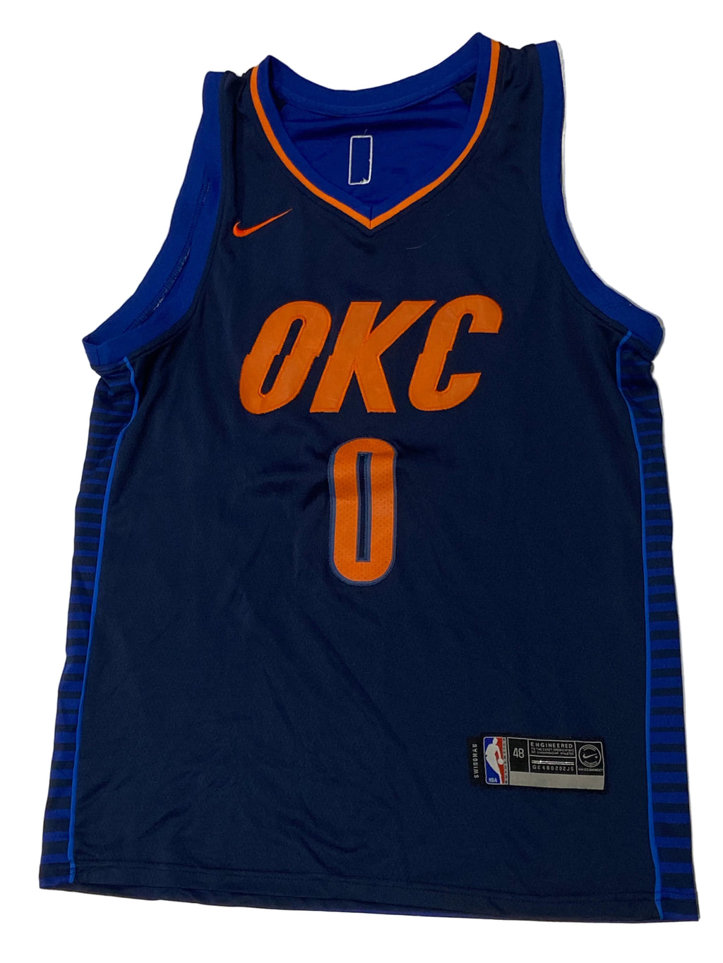 Maillot NIKE de BASKET-BALL des OKLAHOMA CITY THUNDER (N.0 WESTBROOK) année 2017-18