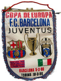 Fanion officiel de foot - Quart de Finale Coupe des Champions 1986 – FC Barcelone vs Juventus- Collector
