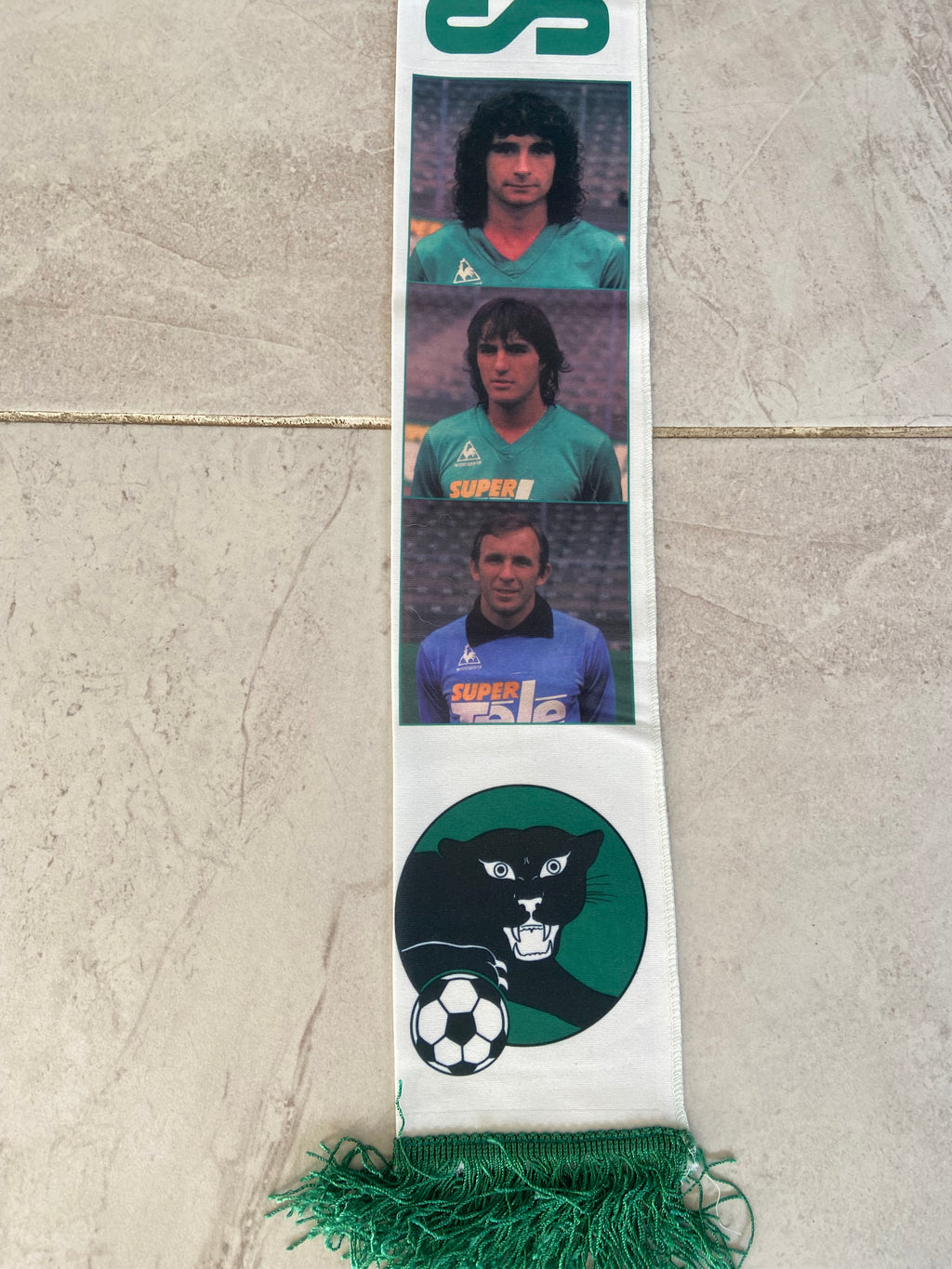 Echarpe de foot Vintage AS Saint-Étienne - ASSE - Années 80 - La Panthère Noire (Neuve Deadstock)