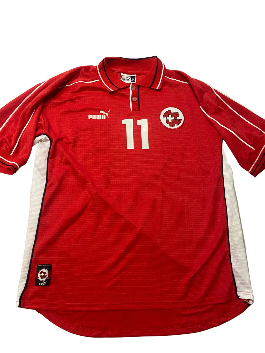 Maillot de foot de la Suisse (porté N.11 CHAPUISAT) match qualification EURO 2000