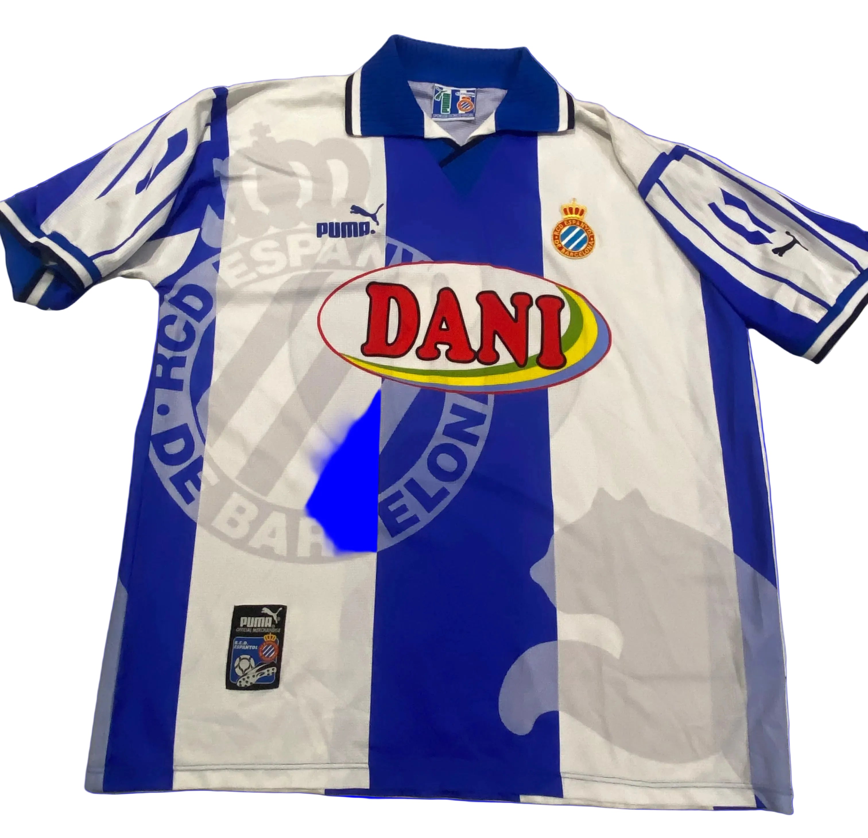 Maillot de foot du RCD Espanyol de Barcelone (porté N.8 CEMBRANOS) saison 1997-98