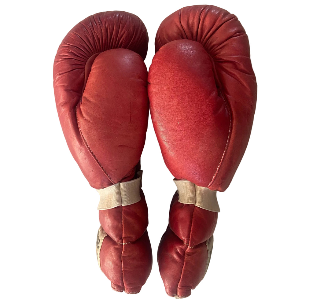 Paire de gants de boxe MONTANA Vintage - Cuir Rouge Patiné - Collection Ring- COLLECTOR