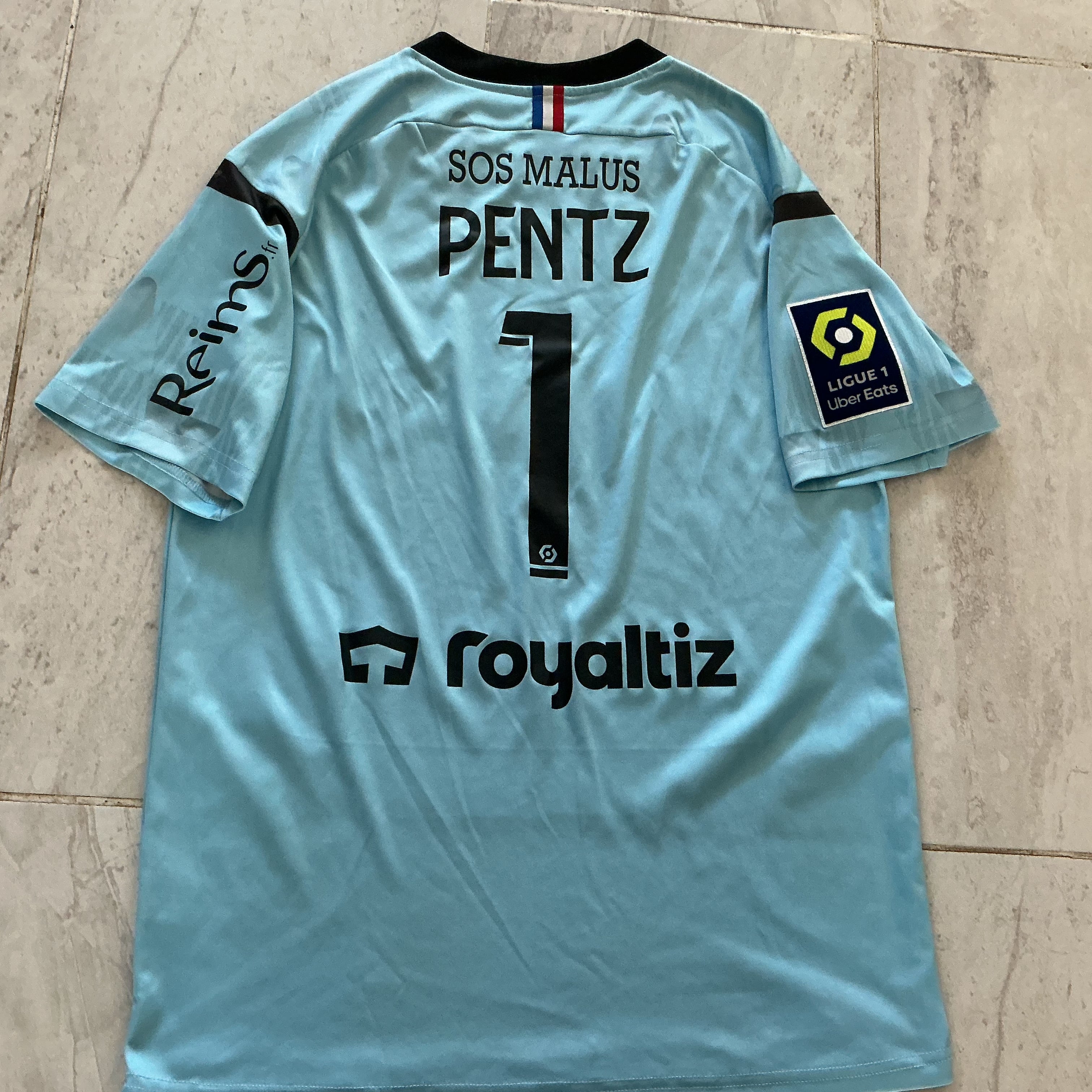 Maillot de foot UMBRO du STADE de REIMS (porté N.1 PENTZ) saison 2024-25 match armistice bleuet de france 11ème journée contre Le HAVRE