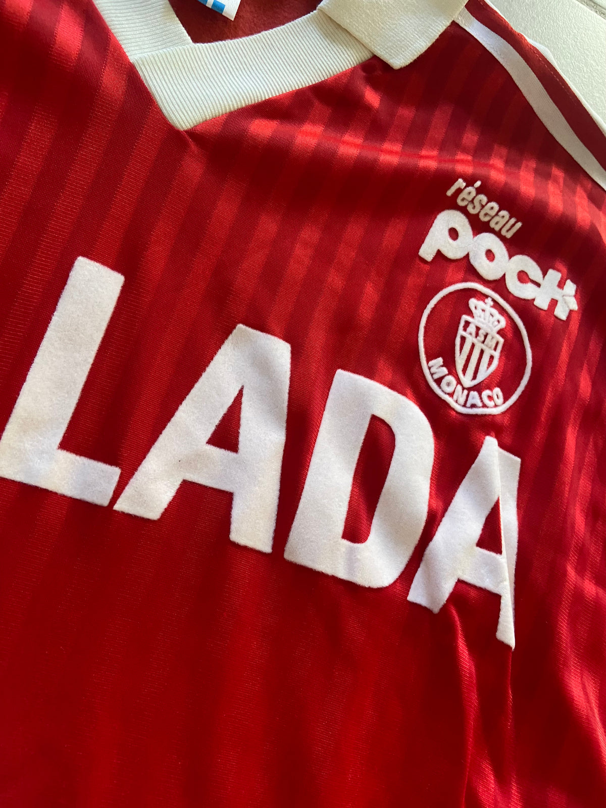 Maillot de foot ADIDAS de l’AS MONACO (porté N.7 BARROS) saison 1990-91